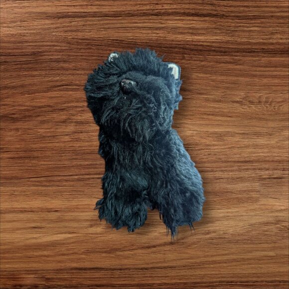Russ  Sassy Terrier  black Dog Stuffed Animal 8" Shaggy Fur white on ears - Picture 1 of 14